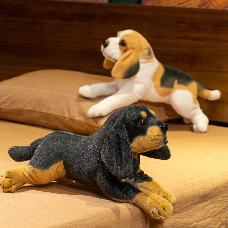 Lifelike Dalmatian Rottweiler Dog Plush Toy Fluffy Stuffed King Charles Beagle Soft Doll Home Decor Birthday Gift for Dog Lover